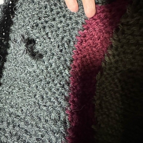 Gray, Green and Burgundy Women's Shawl - Picture 5 of 7